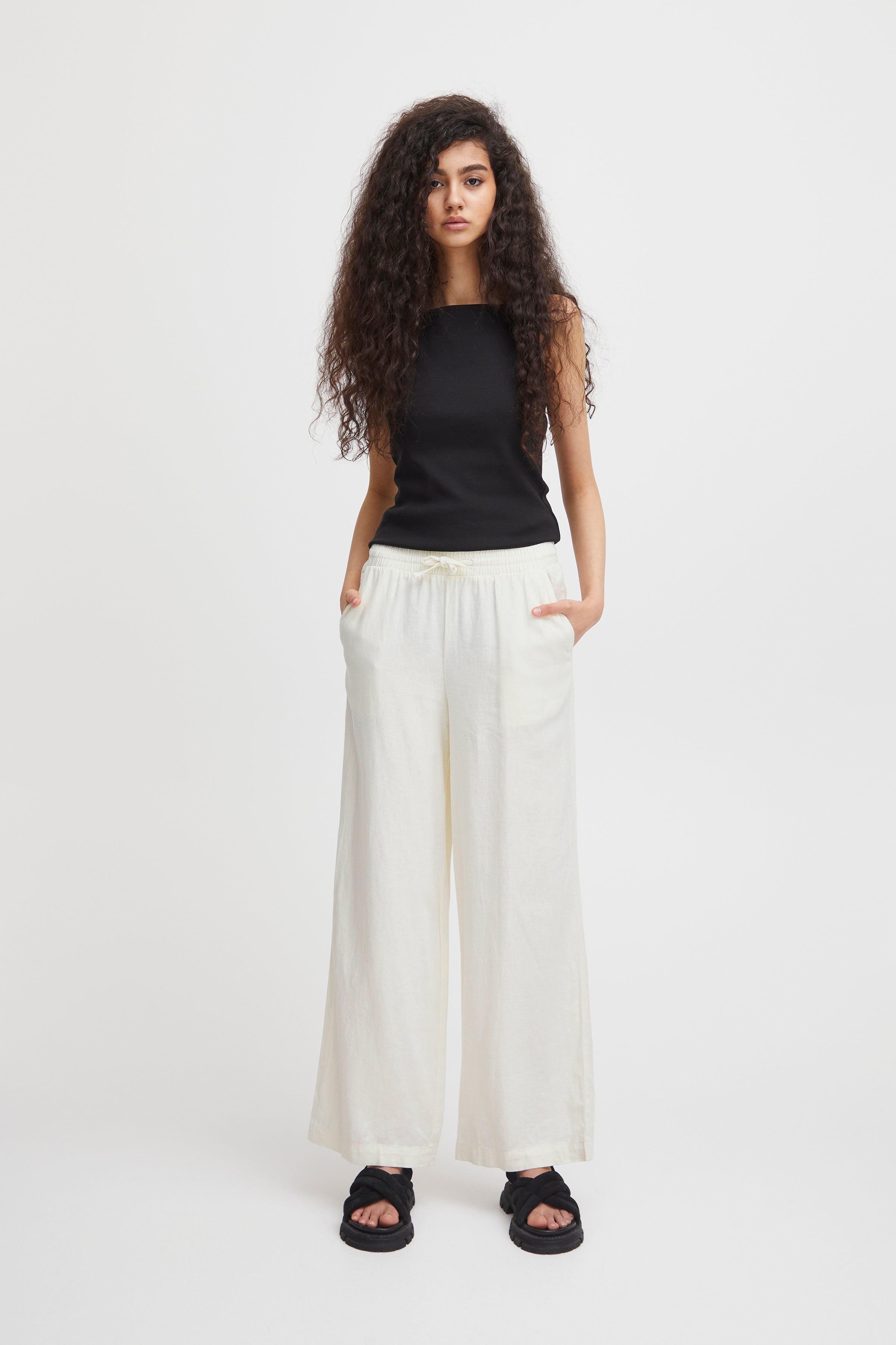 ichi Lino Wide Leg Pant