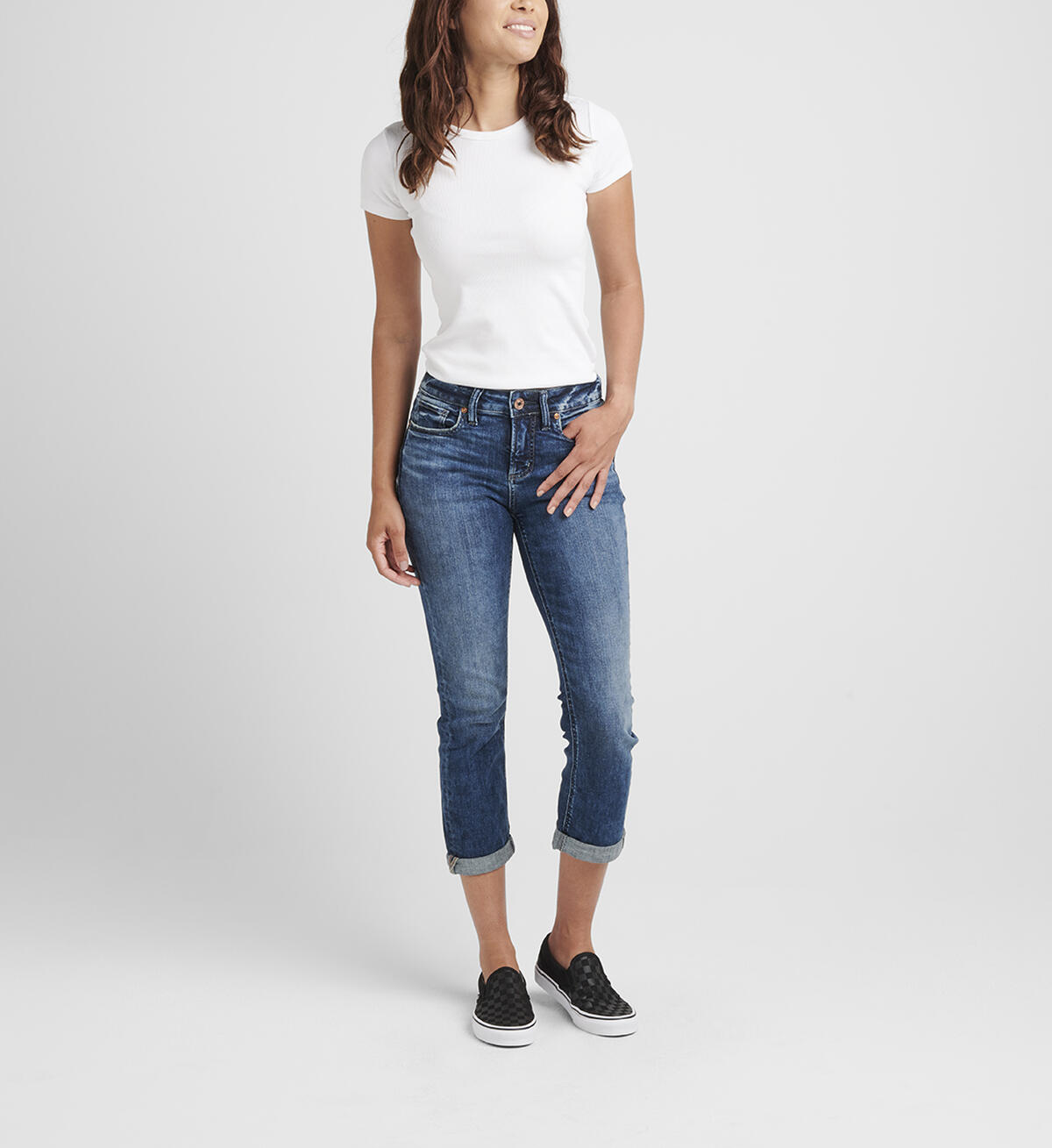 Silver Denim Capri