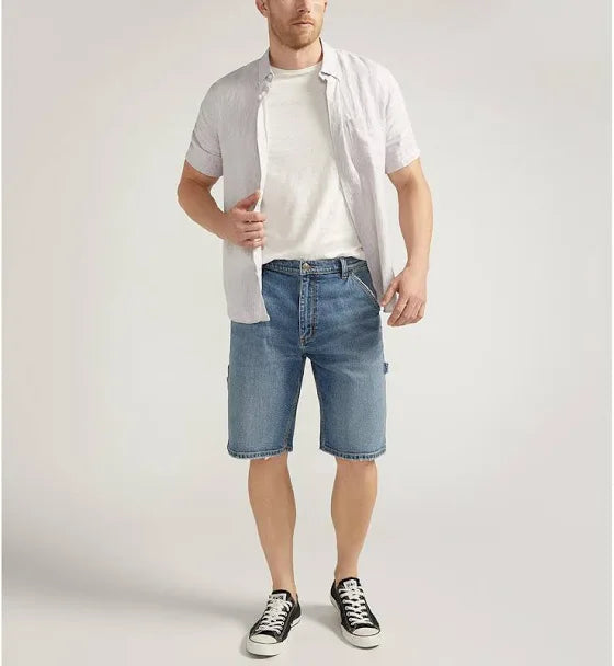 Silver Relaxed Denim Painter Short