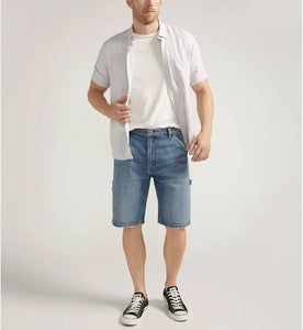Silver Relaxed Denim Painter Short